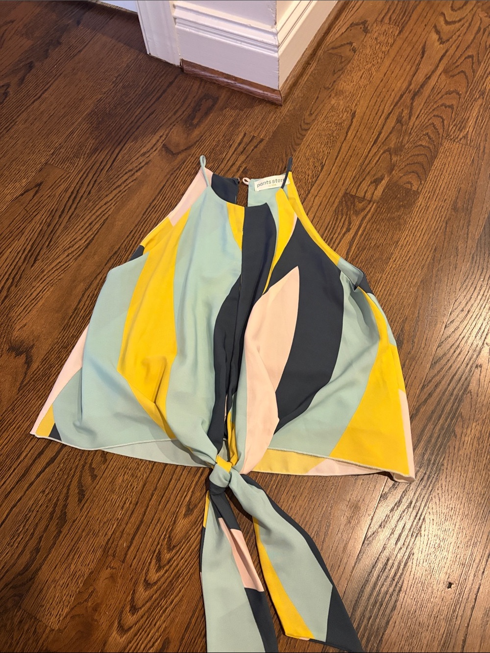 Pants Store Multi-Color Tie-Front Halter Top
